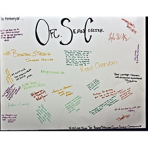 Sean Collier memorial poster at Copley Square Memorial