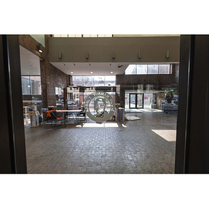 Harriet Tubman House atrium through entrance vestibule on Columbus Avenue