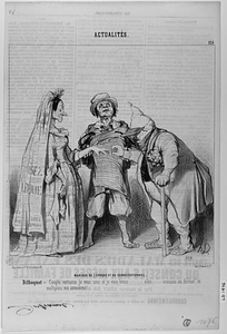 MARIAGE DE L'ÉPOQUE ET DU CONSTITUTIONNEL. - Bilboquet -- Couple vertueux je vous unis et je vous bénis..... allez.... croissez en format, et multipliez vos annuaires!...