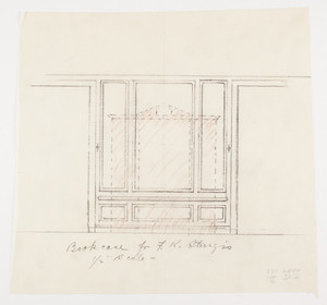 Drawing room elevation, bookcase, 1/2 inch scale, residence of F. K. Sturgis, "Faxon Lodge", Newport, R.I.