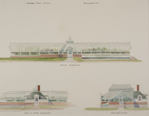 Front, side and part of rear elevations for greenhouses, unsigned, undated