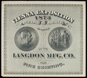 Advertisement for the Langdon Mfg. Co., fine shirting, location unknown, 1873