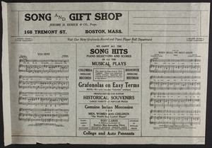 Song and Gift Shop, Jerome H. Remick & Co., 168 Tremont Street, Boston, Mass., undated