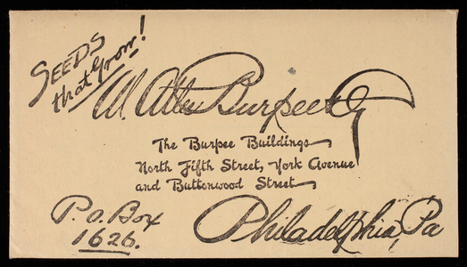 Envelope and order forms, Burpee's annual for 1913, W. Atlee Burpee & Co., Philadelphia, Pennsylvania