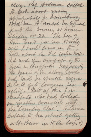 Thomas Lincoln Casey Notebook, November 1888-January 1889, 62, dug. Rep Hodson called
