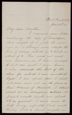Thomas Lincoln Casey, Jr. to Emma Weir Casey, January 28, 1877
