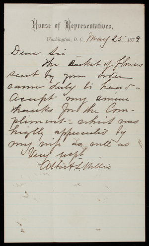 Albert S. Willis to Thomas Lincoln Casey, May 25, 1879