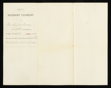 Accounts Current of Thos. Lincoln Casey - October 1882, October 31, 1882
