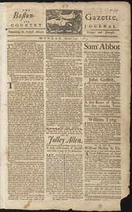 The Boston-Gazette, and Country Journal, 29 April 1765