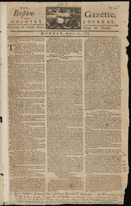 The Boston-Gazette, and Country Journal, 10 April 1769