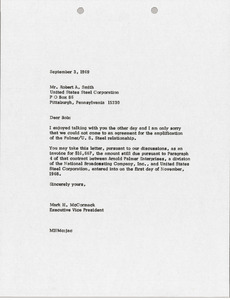 Letter from Mark H. McCormack to Robert A. Smith