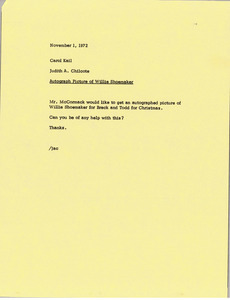 Memorandum from Judy A. Chilcote to Carol Kail