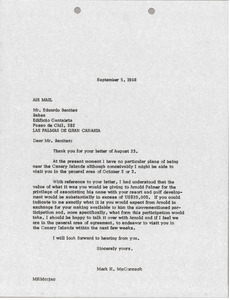 Letter from Mark H. McCormack to Eduardo Benitez