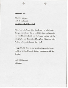 Memorandum from Mark H. McCormack to Robert D. Robinson