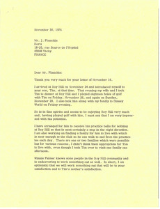 Letter from Mark H. McCormack to J. Planchin