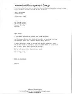 Letter from Mark H. McCormack to David Frost