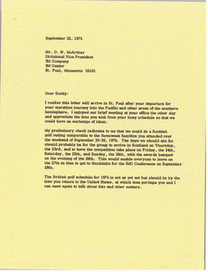Letter from Mark H. McCormack to D. W. McArthur