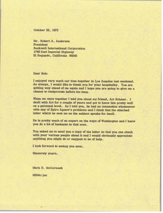 Letter from Mark H. McCormack to Robert A. Anderson