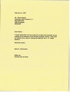 Letter from Mark H. McCormack to Heinz Biemer