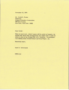 Letter from Mark H. McCormack to David R. Foster