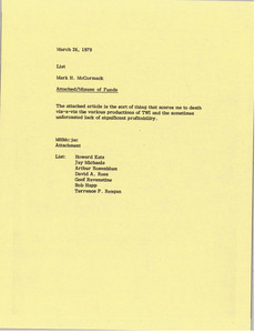 Memorandum from Mark H. McCormack to list