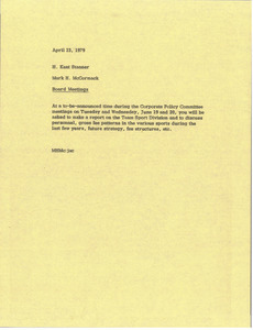 Memorandum from Mark H. McCormack to H. Kent Stanner