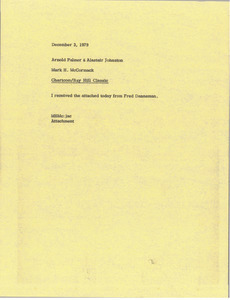 Memorandum from Mark H. McCormack to Arnold Palmer and Alastair Johnston