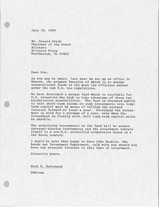 Letter from Mark H. McCormack to Donald Craib