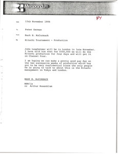 Memorandum from Mark H. McCormack to Peter German