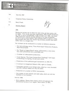 Memorandum from Barry Frank to the Corporate Policy Committee