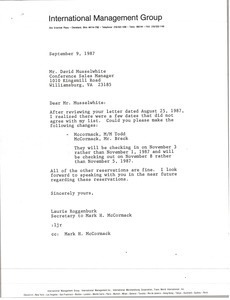 Letter from Mark H. McCormack to David Musselwhite