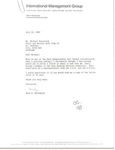 Letter Mark H. McCormack to Michael Bonallack