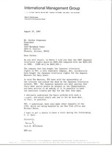 Letter from Mark H. McCormack to Gordon Jorgensen