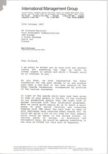 Letter from Mark H. McCormack to Richard Marriott