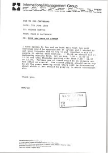 Fax from Mark H. McCormack to Hughes Norton