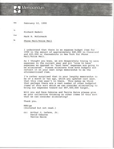 Memorandum from Mark H. McCormack to Richard Bedell