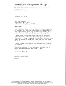 Letter from Mark H. McCormack to Pam Shriver