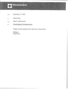 Memorandum from Mark H. McCormack to Robert Kain