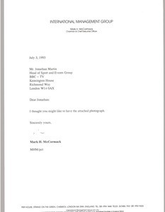 Letter from Mark H. McCormack to Jonathan Martin