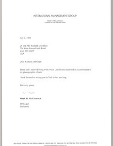 Letter from Mark H. McCormack to Dr. and Mrs. Richard Steadman