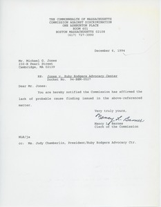 Letter from James Allen to Michael G. Jones