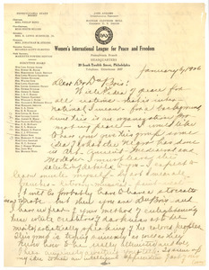 Letter from Women's International League for Peace and Freedom to W. E. B. Du Bois