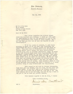 Letter from Fisk University to W. E. B. Du Bois