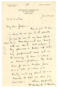 Letter from Antoinette F. Konikow to W. E. B. Du Bois