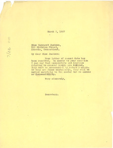 Letter from Crisis to Margaret Jackson