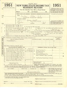 Income tax return form for W. E. B. Du Bois