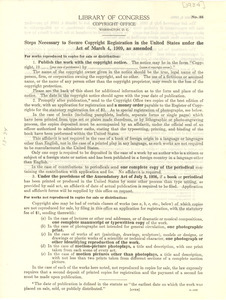 Library of Congress directions for copyright circular