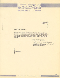 Letter from Doxey A. Wilkerson to W. E. B. Du Bois