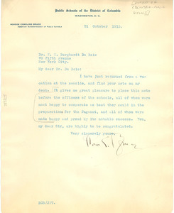 Letter from Public Schools of the District of Columbia to W. E. B. Du Bois
