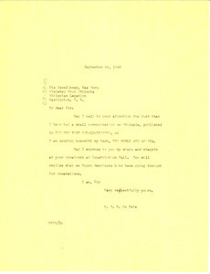 Letter from W. E. B. Du Bois to Imperial Ethiopian Legation